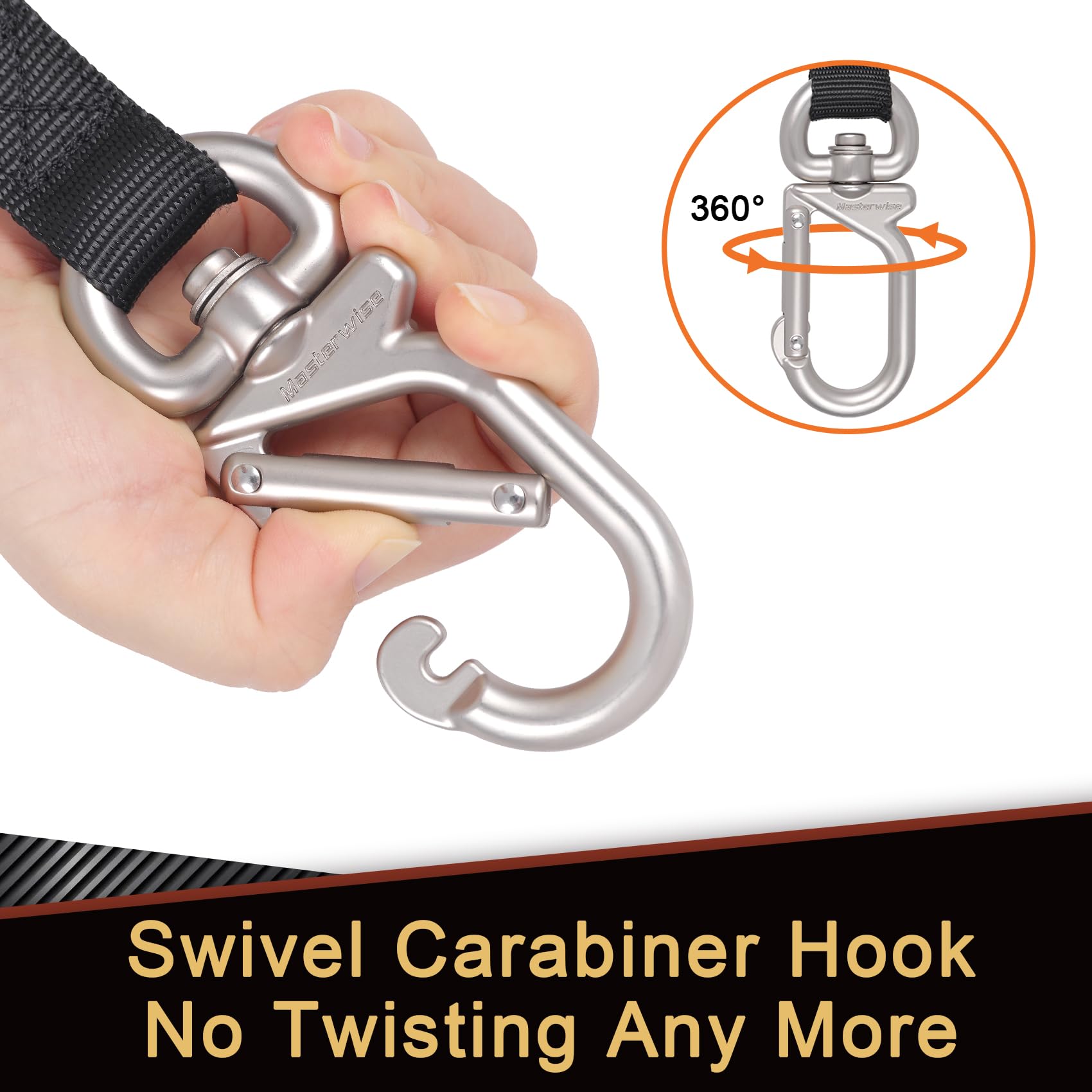 Masterwise Tie Down Straps,1'' x 8 Tie Downs with Swivel Carabiner Hooks, Motorcycle Handlebar Straps for Dirt Bike, Kayak, Car,